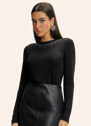 Endless - Blusa Manga Longa em Visco Tricot Preto - ENDLESS