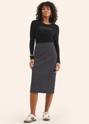 Rovitex - Blusa Manga Longa em Visco Tricot Preto - ROVITEX