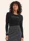 Rovitex - Blusa Manga Longa em Visco Tricot Marrom - variação: Preto