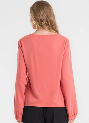 Rovitex - Blusa Manga Longa em Viscose Laranja - ROVITEX