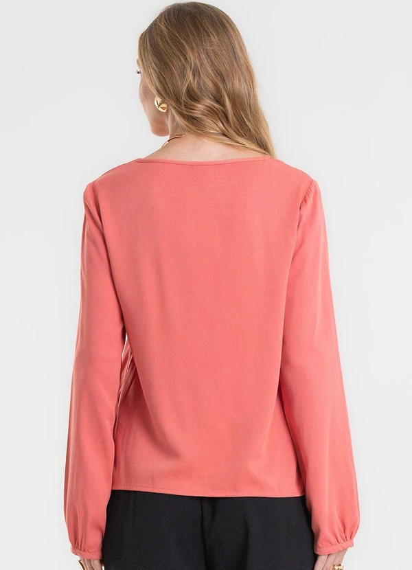 Rovitex - Blusa Manga Longa em Viscose Laranja 2