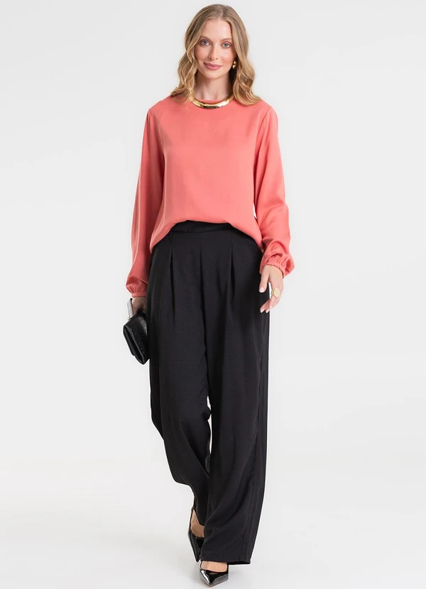 Rovitex - Blusa Manga Longa em Viscose Laranja 3