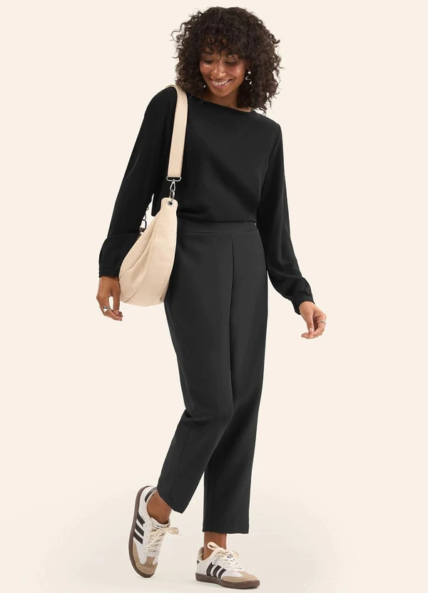 Rovitex - Blusa Manga Longa em Viscose Preto 2