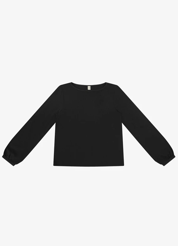 Rovitex - Blusa Manga Longa em Viscose Preto 3