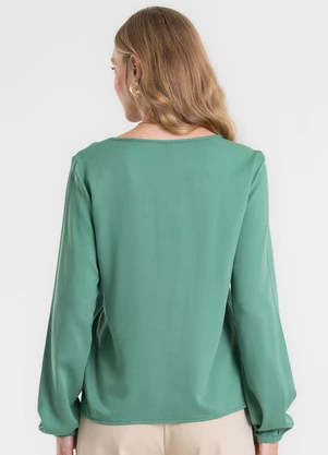 Rovitex - Blusa Manga Longa em Viscose Verde - ROVITEX