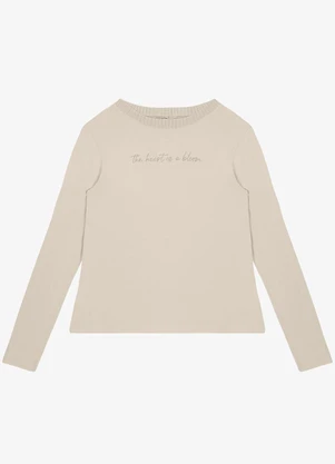 Rovitex - Blusa Manga Longa em Viscotorcion Bege - ROVITEX