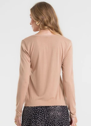 Rovitex - Blusa Manga Longa em Viscotorcion Marrom - ROVITEX
