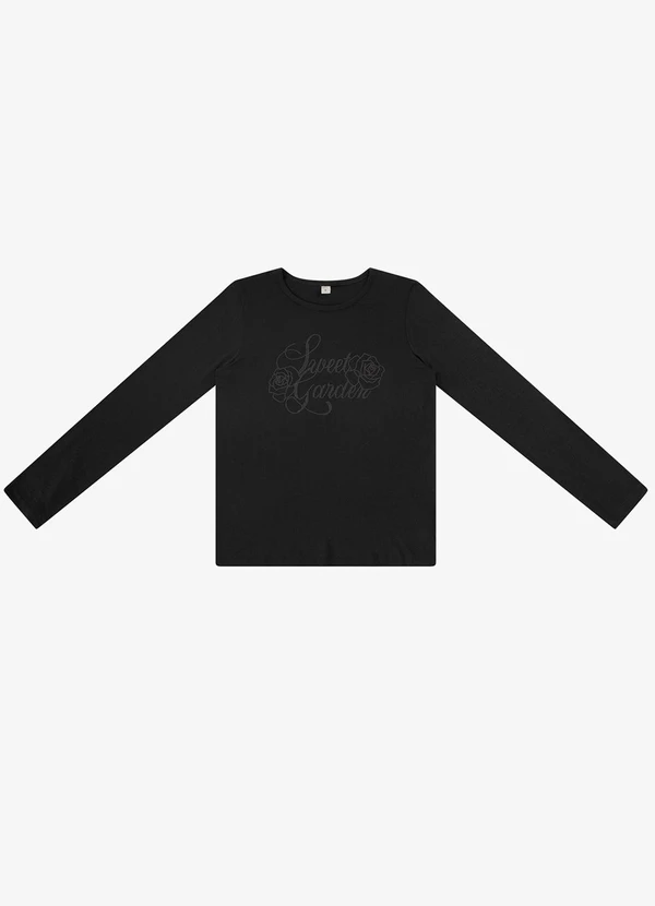 Rovitex - Blusa Manga Longa em Viscotorcion Preto 3