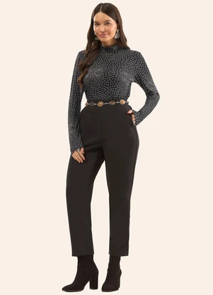Rovitex - Blusa Manga Longa em Viscotorcion Preto - ROVITEX