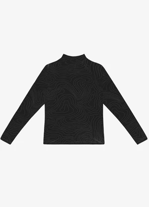 Rovitex - Blusa Manga Longa em Viscotorcion Preto - ROVITEX