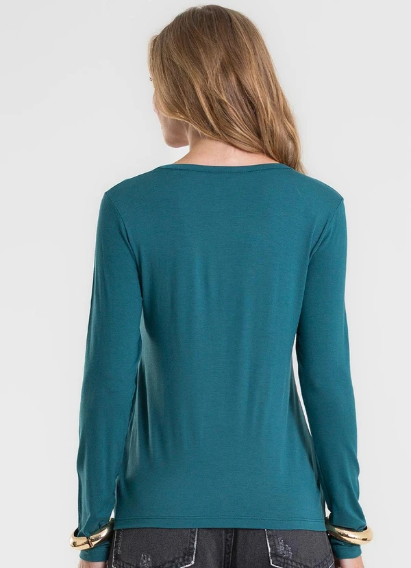 Rovitex - Blusa Manga Longa em Viscotorcion Verde 2
