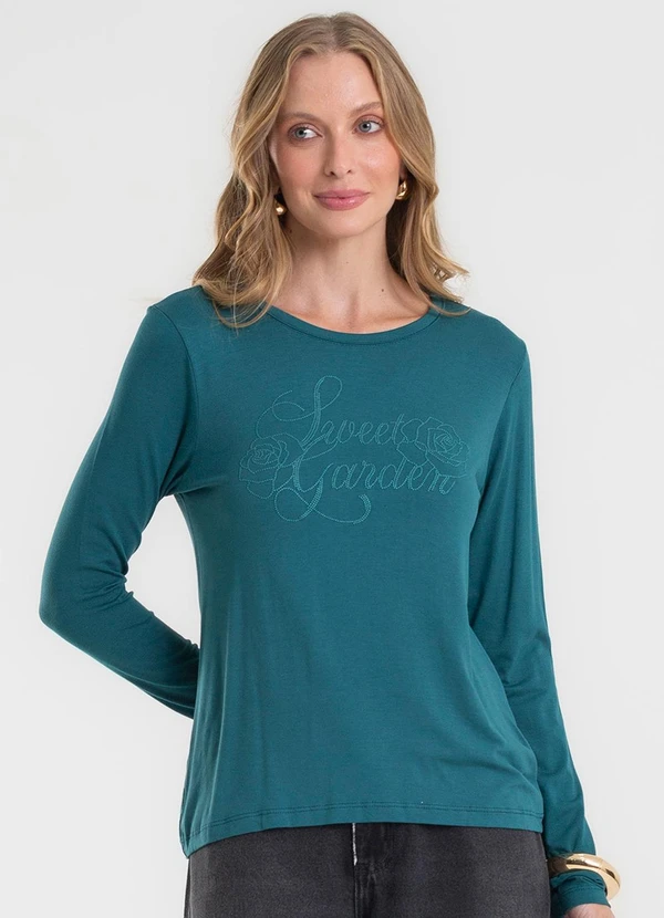 Rovitex - Blusa Manga Longa em Viscotorcion Verde 4