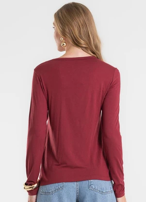 Rovitex - Blusa Manga Longa em Viscotorcion Vermelho - ROVITEX