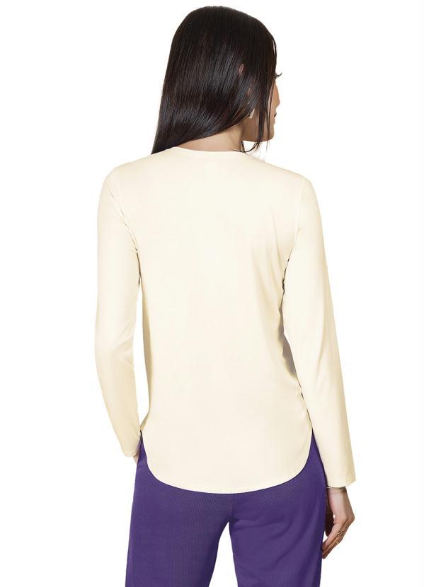 Rovitex - Blusa Manga Longa Estampada Bege 2