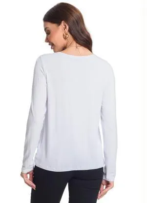 Rovitex - Blusa Manga Longa Estampada Branco - ROVITEX