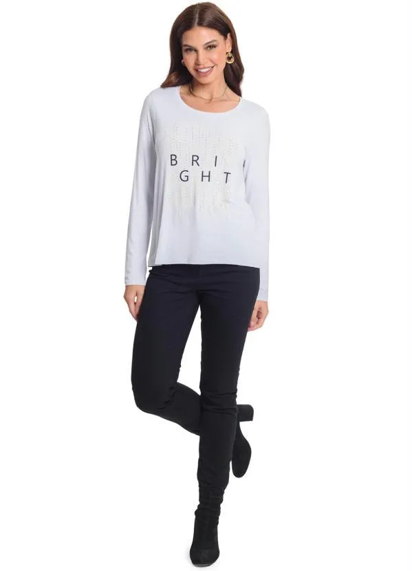 Rovitex - Blusa Manga Longa Estampada Branco 3