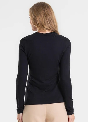 Rovitex - Blusa Manga Longa Estampada Preto - ROVITEX