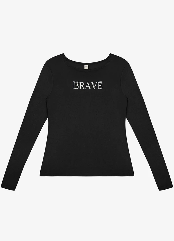 Rovitex - Blusa Manga Longa Estampada Preto 5