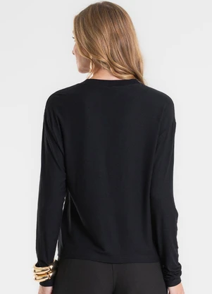 Rovitex - Blusa Manga Longa Estampada Preto - ROVITEX