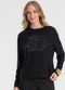 Rovitex - Blusa Manga Longa Estampada Bege - variação: Preto