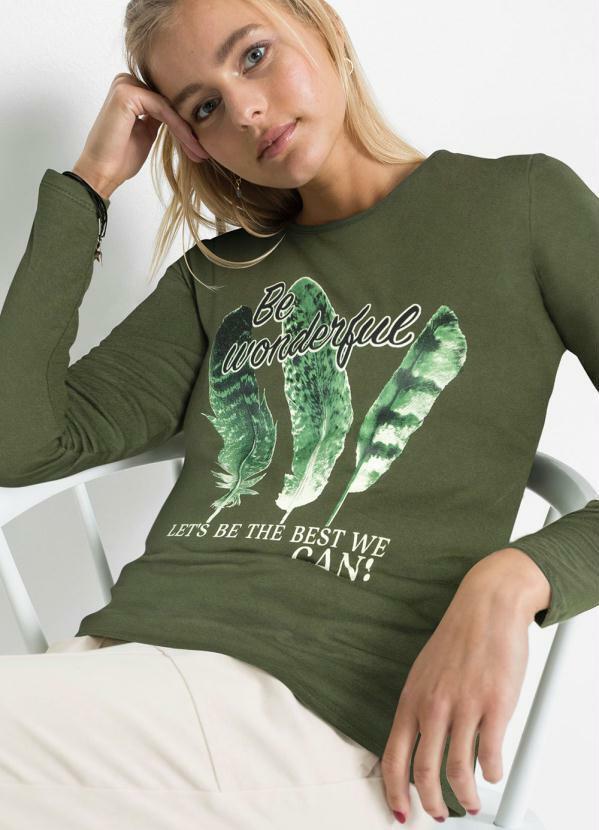 Outlet - Blusa Manga Longa Estampada Verde 3