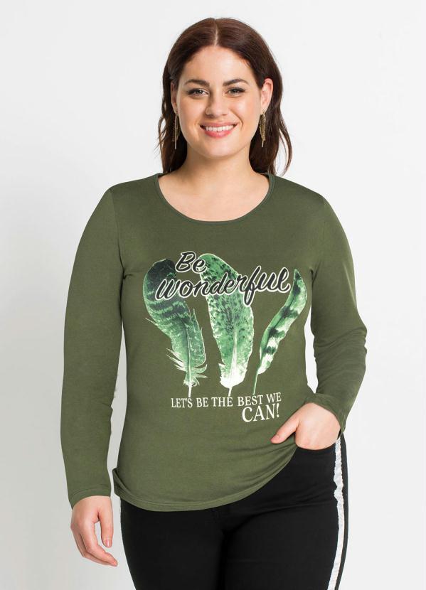 Outlet - Blusa Manga Longa Estampada Verde 4