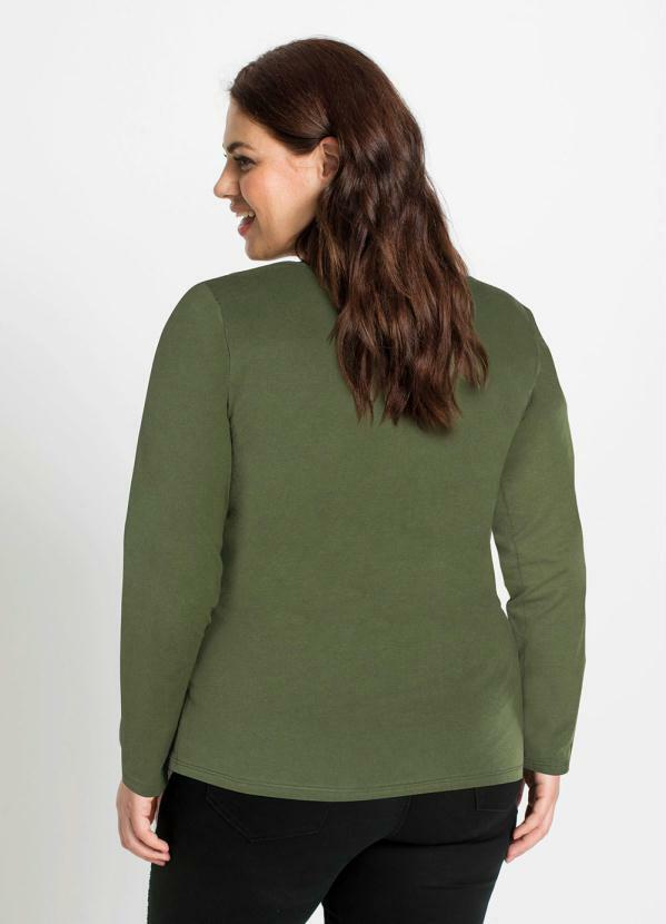 Outlet - Blusa Manga Longa Estampada Verde 5