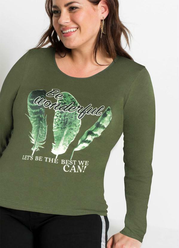 Outlet - Blusa Manga Longa Estampada Verde 6