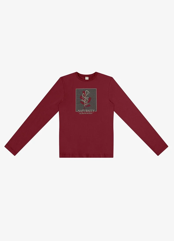 Rovitex - Blusa Manga Longa Estampada Vermelho 5