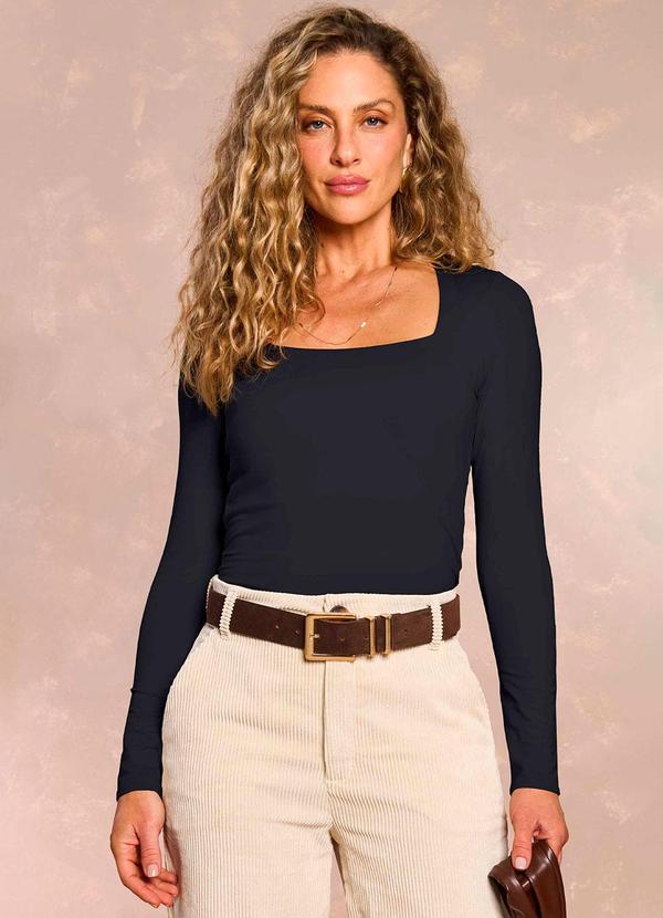 Doce Trama - Blusa Manga Longa Ethnic Blur Preto
