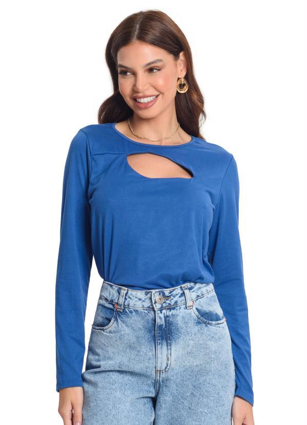 Rovitex - Blusa Manga Longa Feminina Azul
