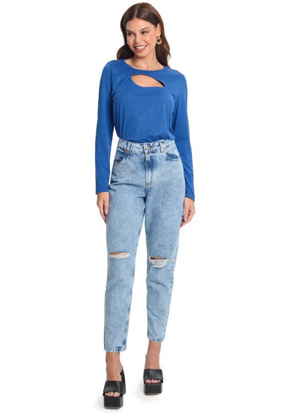 Rovitex - Blusa Manga Longa Feminina Azul 3