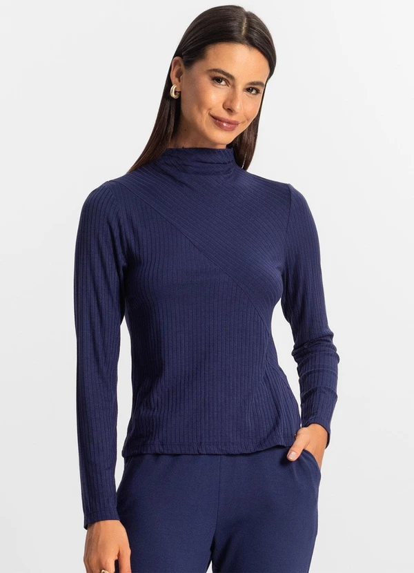 Rovitex - Blusa Manga Longa Feminina Azul 4