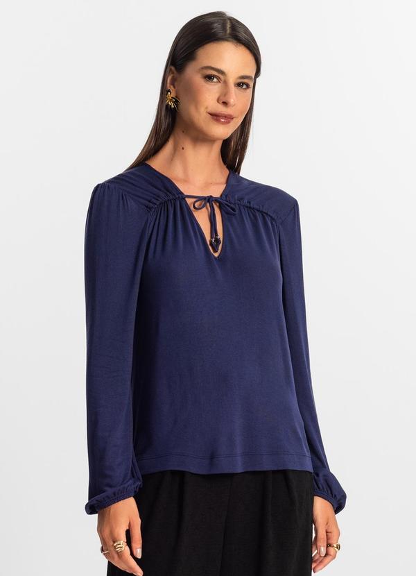 Rovitex - Blusa Manga Longa Feminina Azul