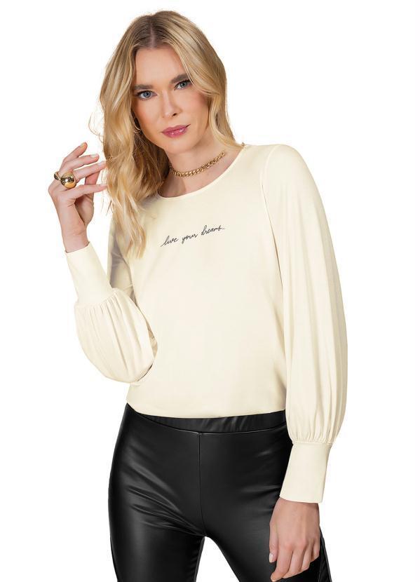 Rovitex - Blusa Manga Longa Feminina . Bege