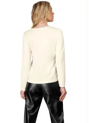 Rovitex - Blusa Manga Longa Feminina Bege - ROVITEX