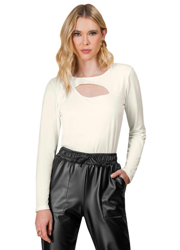 Rovitex - Blusa Manga Longa Feminina Bege