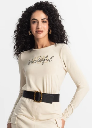 Rovitex - Blusa Manga Longa Feminina Bege - ROVITEX