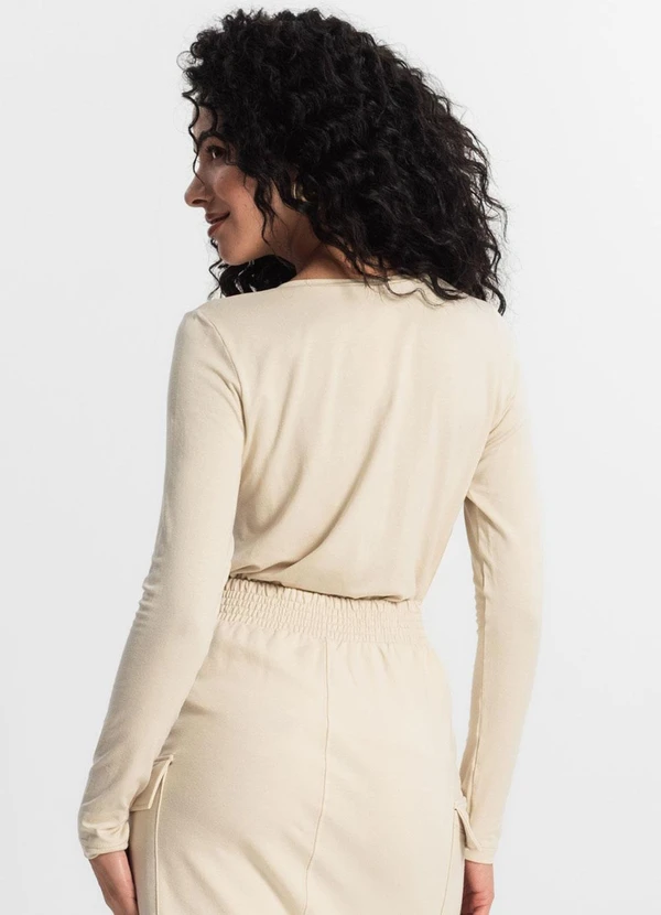 Rovitex - Blusa Manga Longa Feminina Bege 2