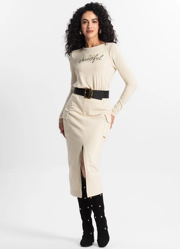 Rovitex - Blusa Manga Longa Feminina Bege 3