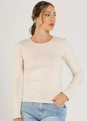 Just Basic - Blusa Manga Longa Feminina Bege - JUST BASIC