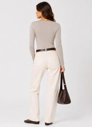 Infinita Cor - Blusa Manga Longa Feminina Bege - INFINITA COR