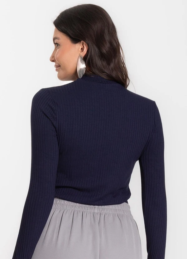 Select - Blusa Manga Longa Feminina Canelada Azul 2