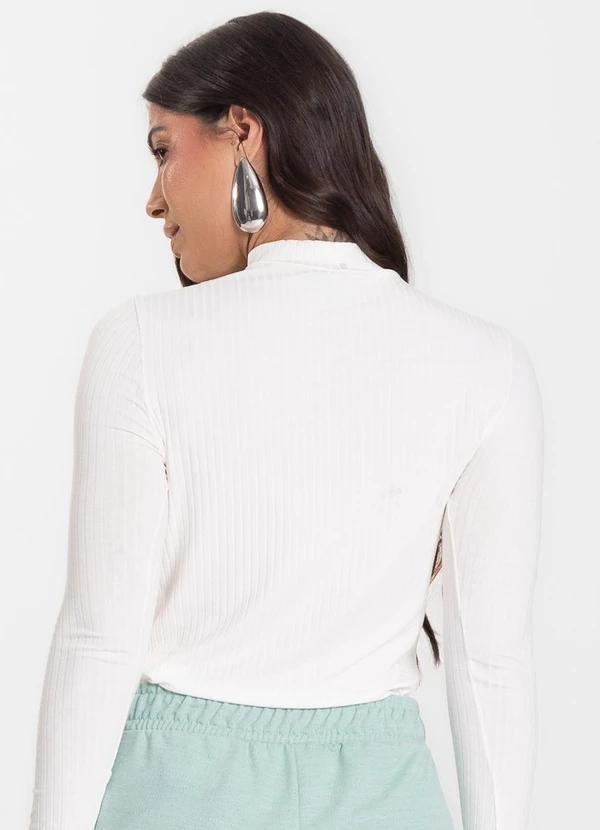 Select - Blusa Manga Longa Feminina Canelada Bege 2