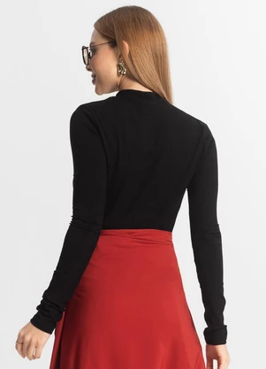 Select - Blusa Manga Longa Feminina Canelada Preto - SELECT