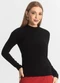 Select - Blusa Manga Longa Feminina Canelada Vermelho - variação: Preto