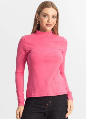 Select - Blusa Manga Longa Feminina Canelada Rosa - SELECT