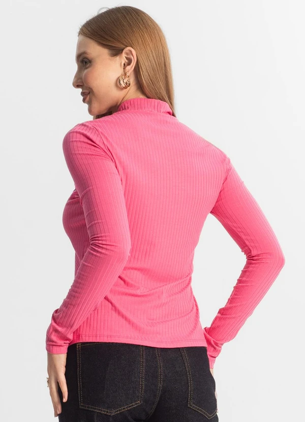 Select - Blusa Manga Longa Feminina Canelada Rosa 2