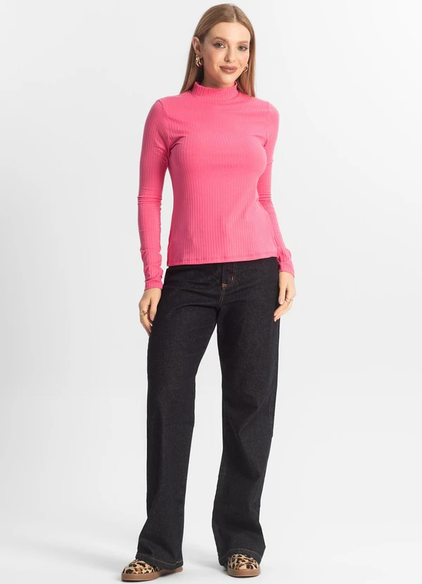 Select - Blusa Manga Longa Feminina Canelada Rosa 3