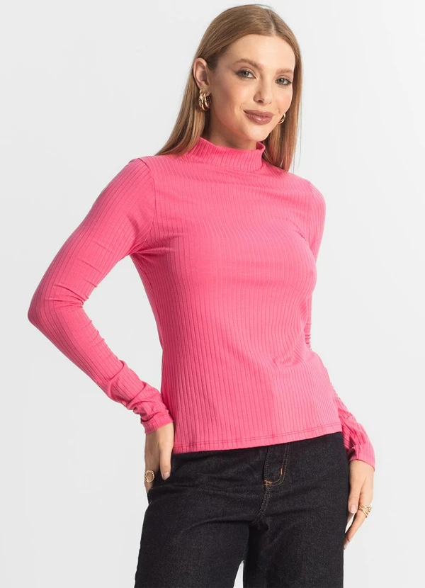Select - Blusa Manga Longa Feminina Canelada Rosa 4